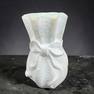 Isabel Bloom Ruffled Bag Vase 2003 Retired Sculpture‎ Blue Green Candle Holder